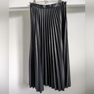 Topshop faux leather pleated midi skirt